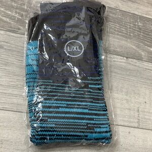 Men's Striped Compression Socks L/XL - Black & Teal